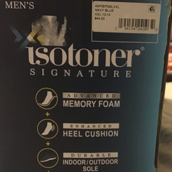 Isotoner Navy Blue Plaid Men's Slippers - Picture 3 of 7